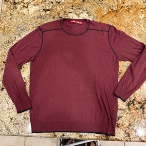 Agave Men's Crewneck Sweater in Burgundy with Contrast Stitch
